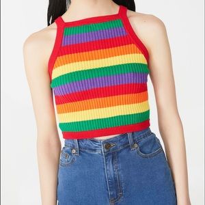 Lazy Oaf RAINBOW KNIT CROP TOP